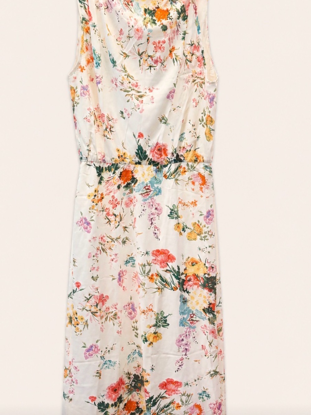 Asymmetrical Floral Midi Dress - White Multi